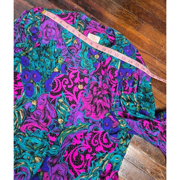 Vintage 80s Neon Paisley Pink Button Jacket Maximalist - Picture 6 of 12